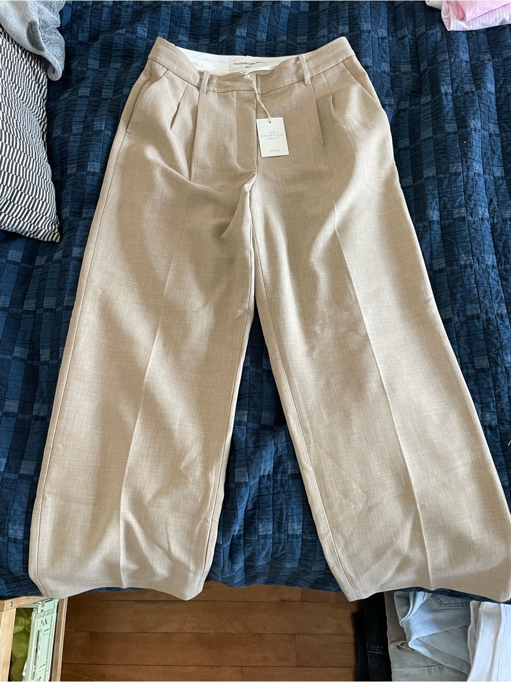 Aritzia Effortless pant in oatmeal Beige Straight-Leg Trousers - Picture 7 of 9